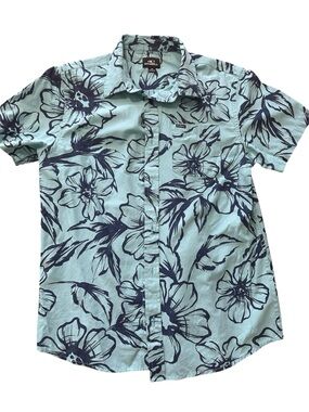 O'Neill Men's Seafoam Green Short-Sleeve Floral Button-Down Shirt
